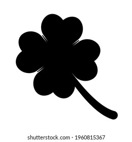 Four leaf clover icon. Lucky flower concept Saint Patrick day black symbol isolated on white background. Vector illustration.