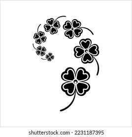 Four Leaf Clover Icon, Lucky Leaf Vector Art Illustration