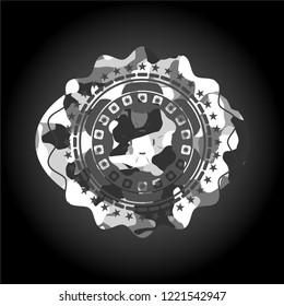 four leaf clover icon on grey camo pattern