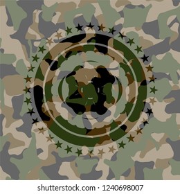 four leaf clover icon on camouflaged pattern