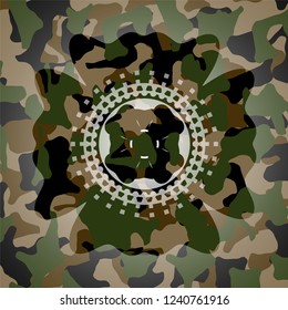 four leaf clover icon on camo texture
