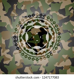 four leaf clover icon on camouflaged pattern