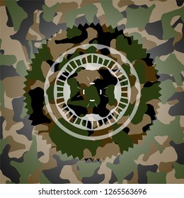 four leaf clover icon on camouflage pattern