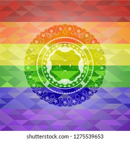 four leaf clover icon on mosaic background with the colors of the LGBT flag