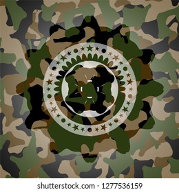 four leaf clover icon on camo texture