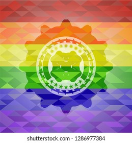 four leaf clover icon on mosaic background with the colors of the LGBT flag