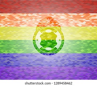 four leaf clover icon on mosaic background with the colors of the LGBT flag