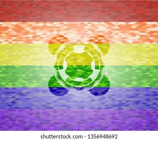 four leaf clover icon on mosaic background with the colors of the LGBT flag
