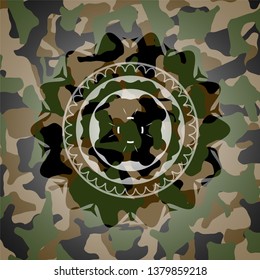 four leaf clover icon on camo texture
