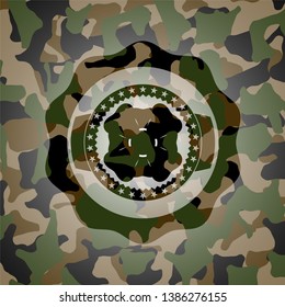 four leaf clover icon on camouflaged texture
