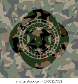 four leaf clover icon on camo pattern