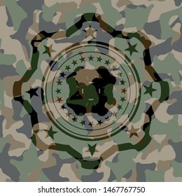 four leaf clover icon on camouflage texture