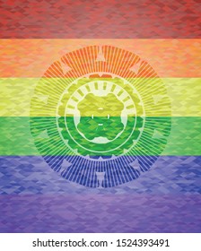 four leaf clover icon on mosaic background with the colors of the LGBT flag