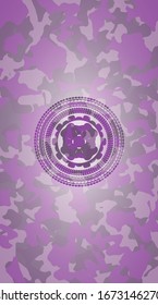 icono del trébol de cuatro hojas sobre el patrón de camo rosa