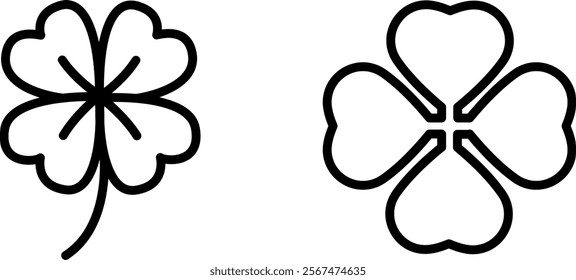 "Four Leaf Clover Icon Representing Luck, Good Fortune, and Nature in Simple and Charming Design"