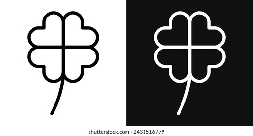 Four Leaf Clover Icon Set. Vector Illustration