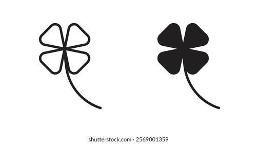 Four leaf clover icon set vector graphics designs