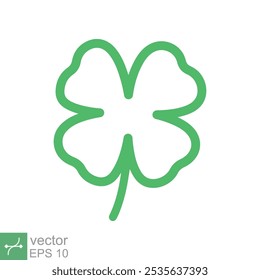 Icono de trébol de cuatro hojas. Estilo de contorno simple. Trébol verde, concepto de la suerte. Línea de Ilustración vectorial aislada sobre fondo blanco. EPS 10.