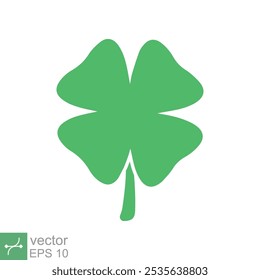 Four leaf clover icon. Simple solid style. Green shamrock, luck concept. Glyph vector illustration isolated on white background. EPS 10.