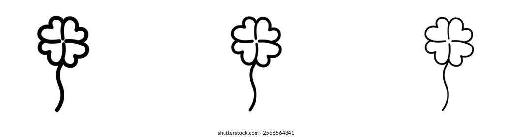 Four leaf clover icon in tree different line stroke sizes.