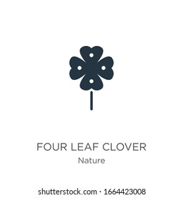 Four leaf clover icon vector. Trendy flat four leaf clover icon from nature collection isolated on white background. Vector illustration can be used for web and mobile graphic design, logo, eps10