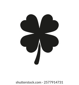 Four leaf clover icon. Vector. Flat design. Black silhouette.