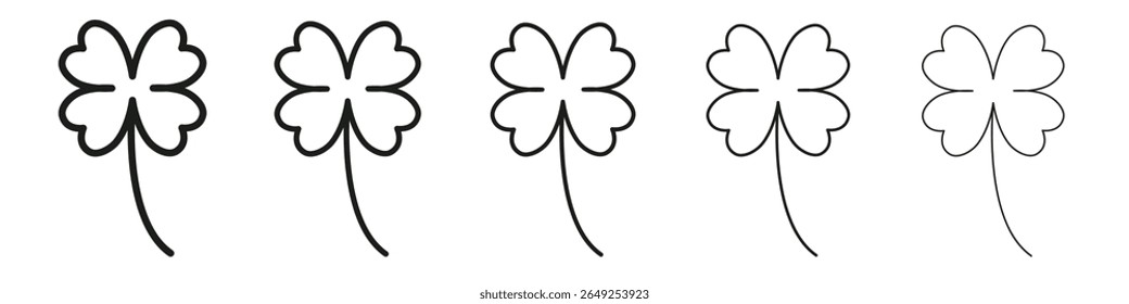 Four leaf clover icon vector outline set illustration sign