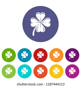 Four leaf clover icons color set vector for any web design on white background