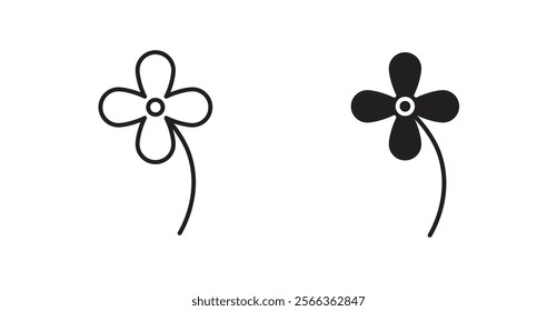 Four leaf clover icons in line stroke and flat versions