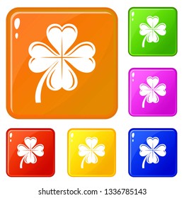 Four leaf clover icons set collection vector 6 color isolated on white background
