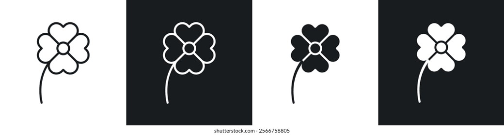 Four leaf clover icons in Thin line black color. flat simple vector symbols illustration.