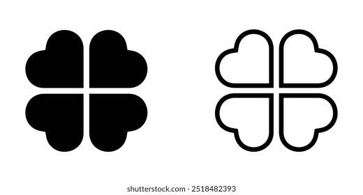 Four leaf clover icons. Vector