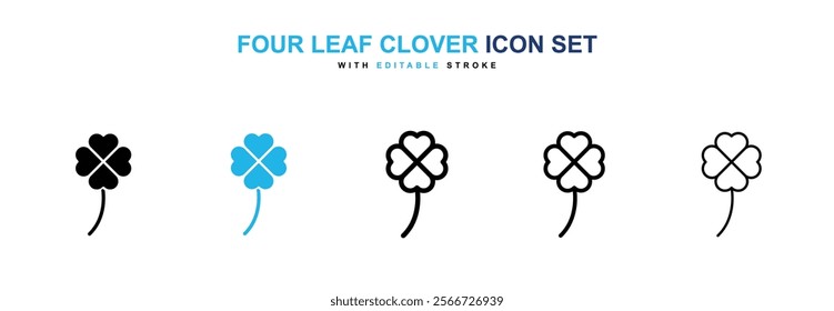 Four leaf clover icons vector collection pack.