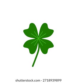 Four leaf clover illustration isolated on white background. Green lucky shamrock leaf symbol.