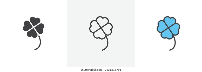 Four Leaf Clover Isolated Line Icon Style Design. Simple Vector Illustration