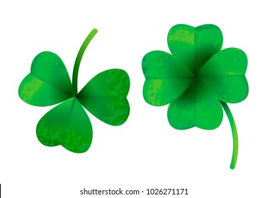 Four leaf clover isolated on white background, vector illustration for St. Patrick's day