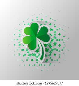 Four leaf clover isolated on white, vector illustration for St. Patrick s day