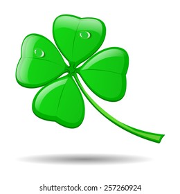 Four leaf clover isolated on white, vector illustration for St. Patrick's day