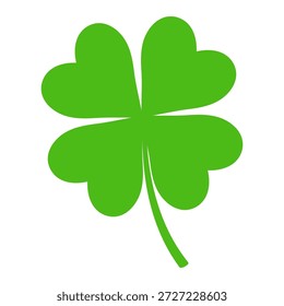 Four leaf clover isolated on transparent background. Hand drawn vector illustration. Saint Patrick Day celebration, traditional Irish holiday design element, clip art, symbol