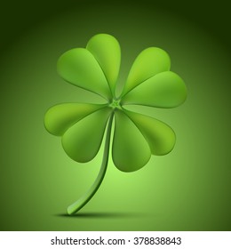 Four leaf clover isolated on green background. Vector illustration for St. Patrick's day