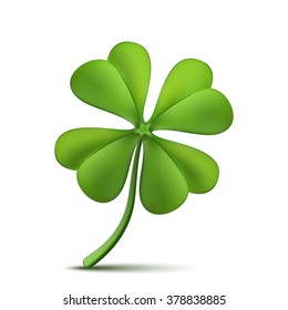 Four leaf clover isolated on white background. Vector illustration for St. Patrick's day