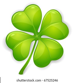 Four leaf clover isolated on white, vector illustration for St. Patrick's day