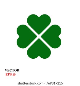 Four leaf clover isolated on white, vector illustration for St. Patrick's day