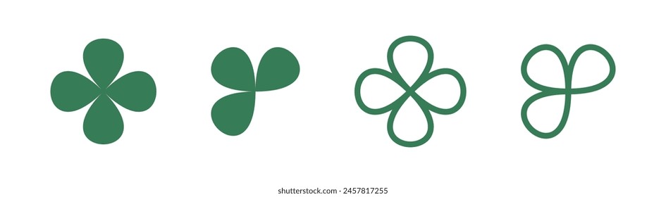 Four leaf clover. Clover leaves vector set. Shamrock vector icons. Clover icons.