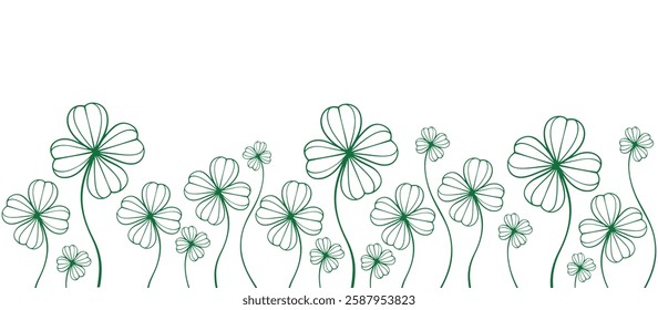 Four leaf clover line art background saint patrick day 