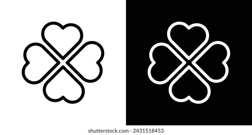 Four Leaf Clover Line Icon on White Background for web.