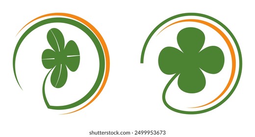 Four leaf clover logo icon set. Four leaf clover flower logo simple vector illustrations.