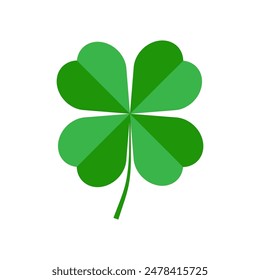 Four leaf clover. Lucky green icon. Shamrock vector symbol. Simple flat design.