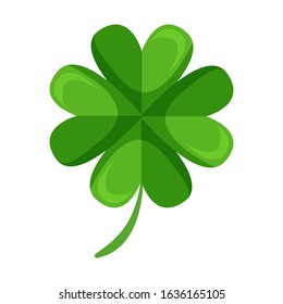Four leaf clover, lucky clover leaf. Vector illustration for St. Patrick's day. Vector illustration.Isolated on white background. 