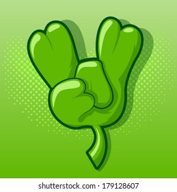 Four leaf clover making the classic rock on hand gesture/Shamrock On Vector